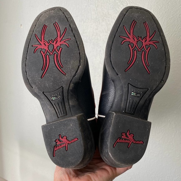 Ariat Kids' Adriano Moraes Bull Rider Western Boot Red & Black Square Toe Kid 4 - Picture 8 of 13